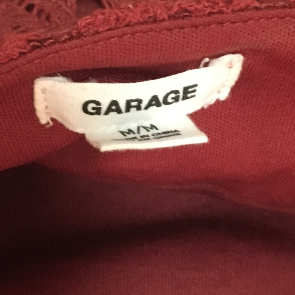 Dark Red/Maroon Lace Double Layer Halter Crop Top - Picture 4 of 4